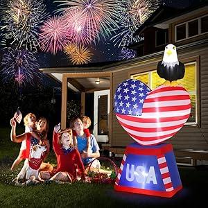 Generic 6FT Patriotic Independence Day 4th of July Inflatable LED Lighted Decoration