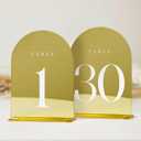 Gold Mirror Arch Table Numbers for Wedding, 30 Pack 5x7" Gold Mirror Arch Acrylic Signs with Stand Acrylic Table Numbers 1-30, Perfect for Wedding Reception