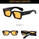 EYLRIM Thick Frame Square Sunglasses for Women Men Chunky Rectangle Sun Glasses Black Shades UV400 Protection (02 Black/Orange)