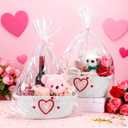 Sunnymove 2 Set Valentines Baskets for Gifts Empty 12 x 8 x 5 Inches Woven Heart Baskets with Handles Red Pink Heart Valentines Gift Empty for Wedding Lover Friend Anniversary Party