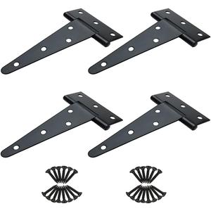 6 inch T Strap Hinges, Heavy Duty T-Strap Shed Door Hinges Gate Hinges, Tee Hinge for Wooden Fences,Yard Door,Barn Door Gates, Wrought Rustproof 4PCS