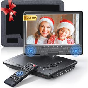 Arafuna 12.5" Portable DVD Player for Car, 10.5" HD Swivel Screen with Car Headrest Holder, 5-Hour Rechargeable, Support USB/SD/Sync TV, Regions Free, Last Memory