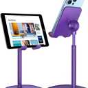 LISEN Cell Phone Stand Adjustable Phone Holer for Desk, Computer Office Desk Accessories for iPhone 16 Holder Women Kitchen Essentials Fits Switch Kindle iPads Tablet 4-10in (Dark Purple)