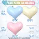 Pink Blue White Heart Balloons,6Pcs 24Inch Large Heart Foil Balloons for Valentine's Day Birthday Wedding Engagement Bridal Showers Anniversary Party Decorations