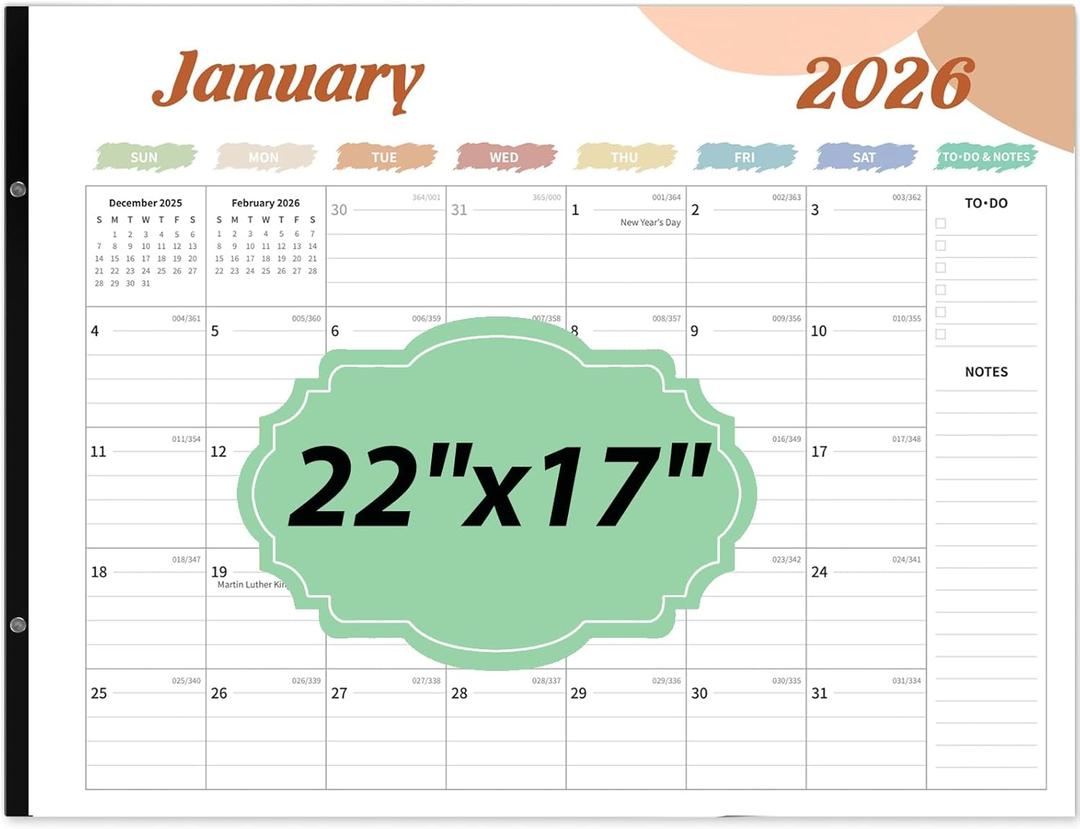 Desk Calendar 2025-2026, Desk Calendar Large 22x17, 18 Months Desk Top Calendar, From July 2025 to December 2026 with To Do & Notes, Holiday & Julian Date for Home, School & Office