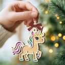 Rainbow Unicorn Ornament 2025, Birthday, for Kids, Teen Girls, Wooden Ornaments for Christmas Decorations, Animal Lovers Gift Ideas, Unicorn Gifts for Women Friends