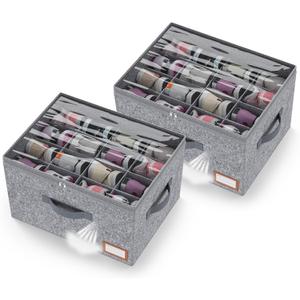 Adjustable Storage Bins for Closet, Wardrobe Clothes Organizer, Shoe Bin, Shoe Organizer, Toys, Closet Storage Solution with Clear Window (Felt Grey 32Pairs, 32Pairs)
