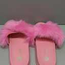Women's Faux Fur Slides, Open Toe Cute Fur Slippers, Indoor or Outdoor Comfortable Furry Slide Sandals With Fluffy Fur (8-8.5)