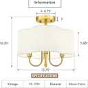 Gold Semi Flush Mount Ceiling Light, 13.5" 4-Light Light Fixtures Ceiling Mount with Fabric Shade in Quatrefoil for Kitchen Nursery Entryway Hallway Bedroom, SM179-BG