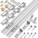 Closet Bifold Door Hardware & 36 Inch Track 2-Pack Kit, Combine for 72 in Door, Bi Folding Doors Puertas Repair Replacement Kit, with Rail Floor & Top Bracket Pivot Pin Guide Roller Hinge Knob