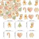 4 x Ephlyn 60Pcs Merry Christmas Cupcake Toppers Edible Rice Paper Round Christmas Gingerbread Man Cake Topper Decorations Women Men Birthday Party Anniversary Decorations Supplies (Brown)