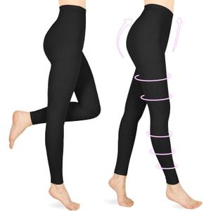Compression Pantyhose for Women & Men, Footless 20-30mmHg Medical Graduated Compression Leggings, Waist High Support Tights, Opaque Stockings for Varicose Veins Edema Post Surgery (X-Large, 2 Pair-black)