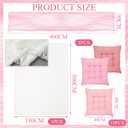 Extra Large Outdoor Picnic Blanket with Table Runner and Floor Pillow Cushion for Picnic Wedding Birthday Baby Shower Backyard Decor(71 x 118'',Pink,12 Pcs)