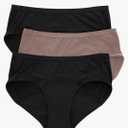 Hanes Comfort, Women's Period Underwear, Moderate Leaks Protection, Washable Hipster Panties, 3-Pack 14