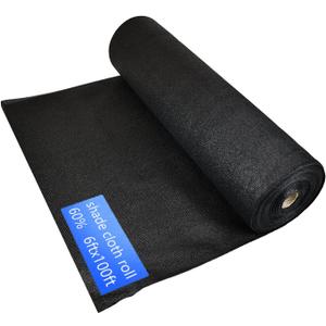 60% Shade Cloth Roll 6ft x 100ft - HDPE Sun Shade Fabric Roll, UV Block Cuttable Shade Mesh for Garden, Greenhouse, Patio, Pergola - Black Outdoor Sunblock Shade Netting
