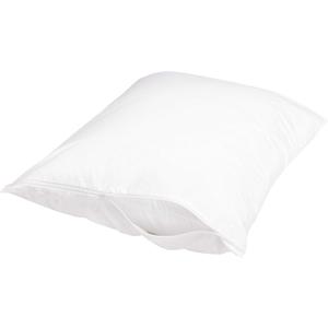 Amazon Basics Standard Pillowcase with Zipper, 100% Cotton Hypoallergenic, Pillow Protector, White (27 x 21 Inches), Pillows Not Included