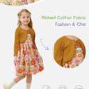 Size 3-4 Toddler Girl Floral Dresses 3T-4T Cute Rianbow Long Sleeve Fall Dress for Little Girls Rufffle Birthday Kids Cardigan Sleeveless Sets