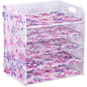 5 Trays Desk Organizer Document Holder with Handle File Organizer Paper Organizer for Desk for Office Supplies Home and School(Floral)