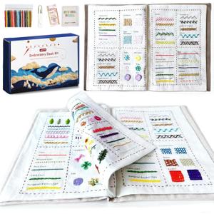 DIY Stitch Book, Embroidery Stitch Book on Linen Fabric, Complete Toolkit and Video Tutorials, Perfect for Beginners and Craft Lovers