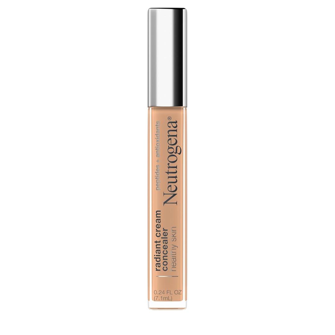 Neutrogena Healthy Skin Radiant Brightening Cream Concealer with Peptides & Vitamin E Antioxidant, Lightweight Perfecting Concealer, Non-Comedogenic, Cashew Light/Medium 03 cool undertones, 0.24 oz