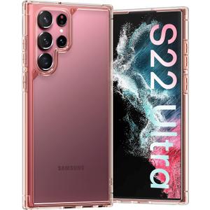 TOCOL for Samsung Galaxy S22 Ultra Case, Translucent Matte Hard Back [Military Grade Shockproof] [Anti-Scratch & Anti-Fingerprint] Slim Fit Protective Cover for Galaxy S22 Ultra Case 6.8'', Rose Gold (Pink)