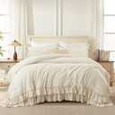 Andency Beige California King Comforter Set, 3 Pieces Farmhouse Shabby Chic Bedding Comforter Sets, Lightweight Fluffy Soft Microfiber All Season Bed Set(104x96In Comforter)