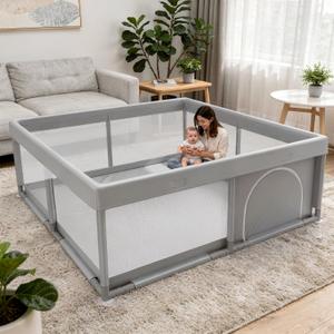 JINXIA 50x50 Inch Playpen for Babies and Toddlers, Soft & Skin-Safe Fabric