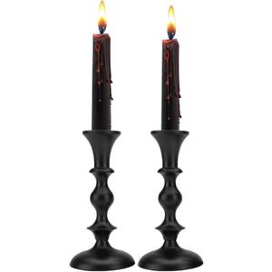 Black Candle Holders Set of 2 Decorative Centerpiece Table Candlesticks Holders for Taper Candles Home Decor Easter Candle Holders for Dinner Party Wedding Decorations