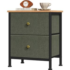 DUMOS Nightstand, Bedside Table for Bedroom, 2 Drawers Fabric Storage Chest, 1 Pack