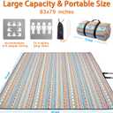 PY SUPER MODE Picnic Blankets Extra Large, Waterproof Foldable Outdoor Beach Blanket Oversized 83x79 Sandproof, 3-Layer Picnic Mat for Camping, Hiking, Travel, Park, Concerts(Orange Boho)
