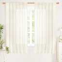 YoungsTex Ivory Linen Curtains 63 Inch Length for Living Room, Light Filtering Drapes Semi Sheer with Rod Pocket Back Tab for Country Bedroom Windows, 2 Panels, 52"W x 63"L (Pack of 2), Ivory