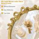 24" Round Gold Bow Mirror French Baroque Metal Frame Wall Decor