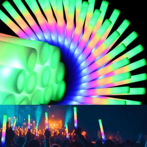204Pcs Foam Glow Sticks Bulk,Foam Light up Sticks with 3 Modes Colorful Flashing,Light up Foam Sticks,Glow Sticks for Wedding,Glow in The Dark foam Sticks for Wedding, Multi-Item Party Favor Packs