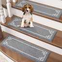 BEQHAUSE Stair Treads for Wooden Steps Non Slip Washable Carpet Stair Treads with Reusable Residue Free Backing Soft Polyester Stair Runners Indoor for Kids Elders and Dogs 9”x28”,4pcs,Grey
