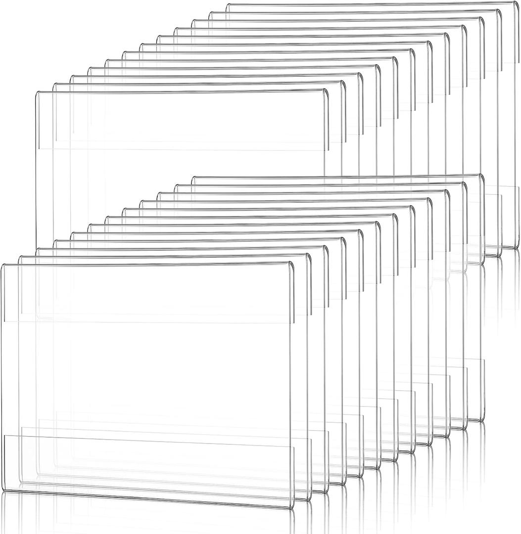 24 Pack Wall Mount Acrylic Sign Holder 3 x 5 Inch Plastic Clear Acrylic Frame No Drilling Small Wall Sign Holder with Adhesive Tape for Display Document Flyer Menus Poster
