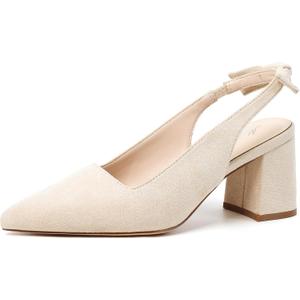 Mostrin Block Slingback Heels for Women Pointed Closed Toe Chunky Heels Office Work Shoes Women's Pumps for Business Casual, 38