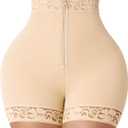 FeelinGirl Body Shaper for Women Butt Lifting Shapewear Tummy Control Panties with Hook Zipper Closure, Khaki-M