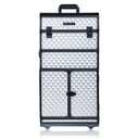 SHANY REBEL Series Pro Makeup Artists Rolling Train Case - Trolley Case - Metallic Bond (SILVER)