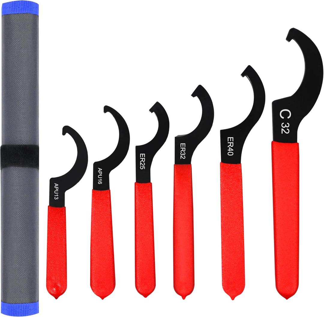Universal Spanner Wrench Set 6Pcs Steel Adjustable Shock Wrench Coilover Spanner Motorcycle Coil Over Shock Adjustment Tool (Blue)