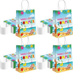Sweetude 24 Pcs School's out for Summer Gift Bags End of School Year Present Summer Beach Pool Goodie Treat Paper Bags for Summer Vacation Graduation Tropical Party Celebration Favors Supplies
