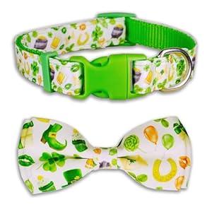 Easter Dog Collar, Blue Bunny Print, Adjustable Soft Nylon Pet Collar with Secure Buckle for Small & Medium Dogs  Cute Spring Holiday Design (Small-(11"-17") Neck * 5/8" Wide)