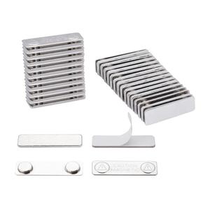 SINYUD  Name Badge Magnets, Magnetic Name Badge Holders Back with 2 Premium Strength Neodymium Magnets (Silver)