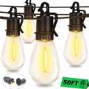 50FT Outdoor String Lights with 25 Shatterproof S14 Vintage Edison Bulbs E12 Sockets,2700K Dimmable Outdoor Lights,IP55 Waterproof LED String Lights for Outside, Patio, Garden, Backyard,Bistro