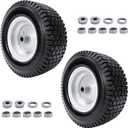 (2-Pack) 13x5.00-6 Flat Free Lawn Mower Tire and Wheel - Compatible for 13 x 5 x 6 Riding Lawn Mower Tires and Wheel With 3" Centered Hub and 3/4" & 5/8" Bearings