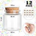 Patelai 12 Pcs Small Glass Jars with Cork Lids, Mini Potion Bottles Bulk Tiny Wishing Vial Spell Jars for DIY Art Crafts Gift Mother's Day Graduation Wedding Birthday Party Favors (50 ml)