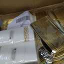 N9R 700PCS Gold Disposable Dinnerware Set for 100 Guests, White Plastic Plates with Gold Rim, Include 100 Dinner & Dessert Plates, Plastic Silverware Set, Cups, Napkins for Party and Wedding