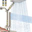 Filtered Shower Head with Handheld Spray Combo High Pressure Rain Shower Head Dual Shower Head with Filters - Removes Chlorine Height Adjustable & Built-in Power Wash (Brushed Nickel)