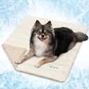PetAmi Cooling Mat for Dog, Premium Pet Cooling Blanket for Crate Kennel, Indoor Cat Cool Sleeping Pad, Q-MAX Cold Sofa Couch Cover for Summer, Taupe/Beige, Medium (29x40)