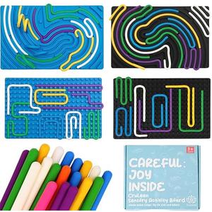 Cruleen Sensory Board for Kids Durable Silicone Sensory Activity Board Sensory Toys for Kids with Autism, ADHD, Anxiety & StressToddlers Calming Travel Essentials Fidget Toy for Kids 3+ & Adults (Blue - Rectangular)