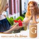 SANDJEST Monogrammed Gifts for Women - Monogram G Initial Glass Cup 16 Oz Can Coffee Cups with Lid and Straw - Monogram Initials Gifts for Womens on Birthday